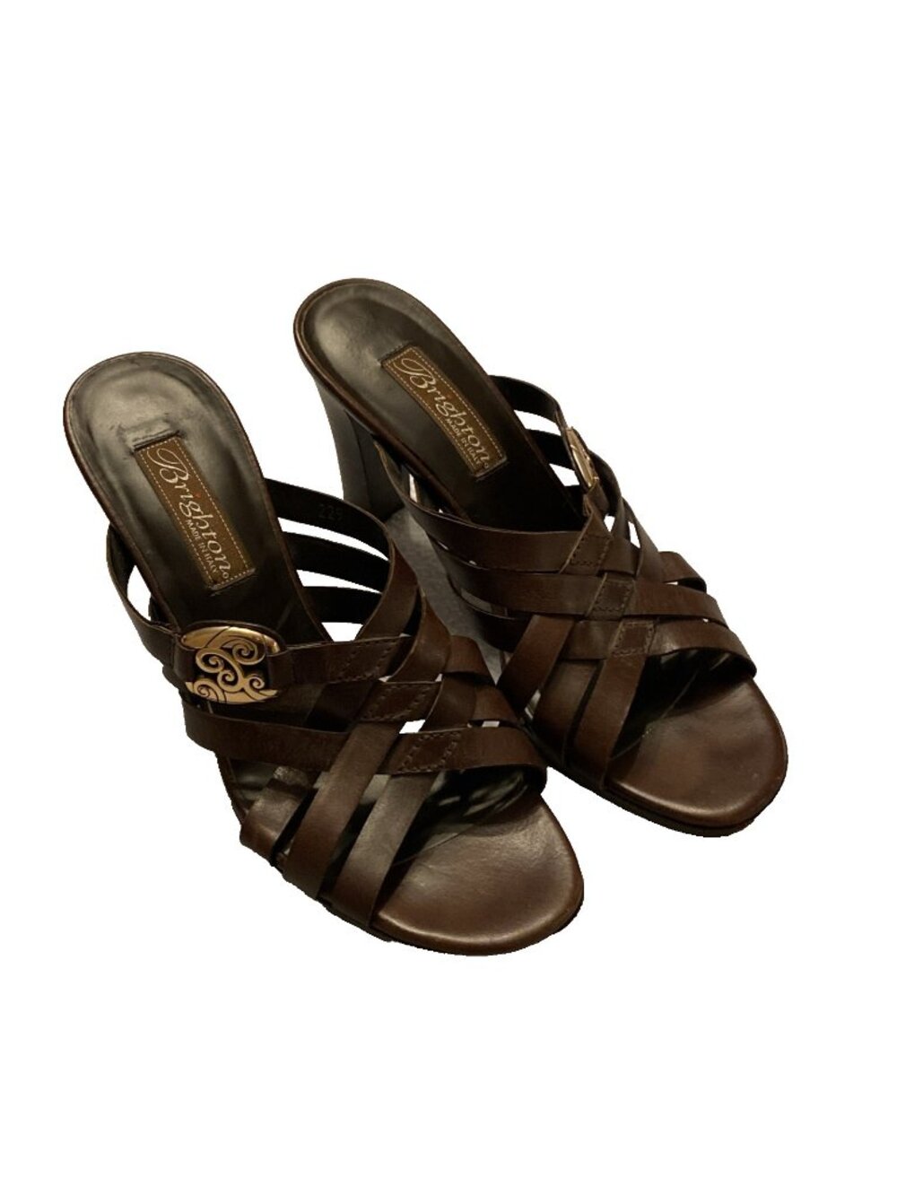Brighton Vista Strap Heels Brown Size 7 M Made in Italy  sandels
